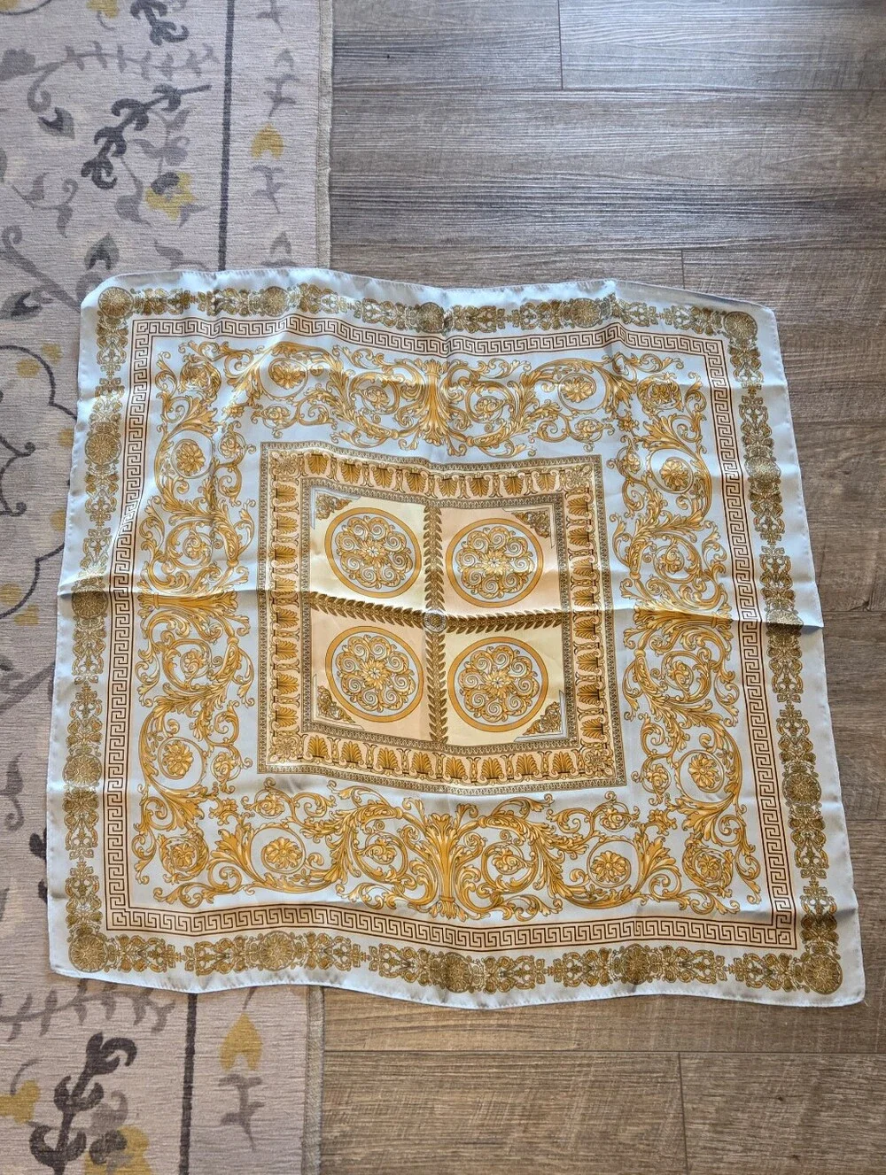 Beautiful Blue Tan Scarf NWOT POLY